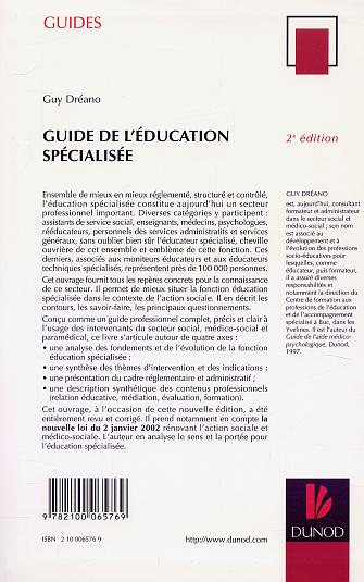 Guide de l'éducation spécialisée, par Guy Dréano [4e de couverture]